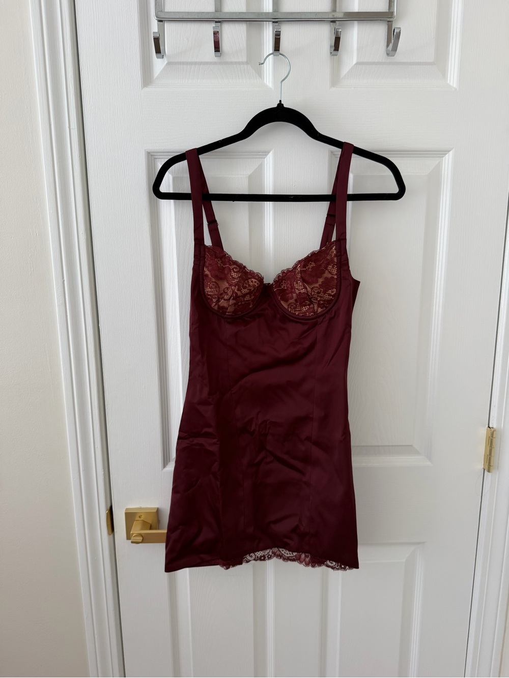White Fox Boutique Burgundy Lace-Trim Slip dress